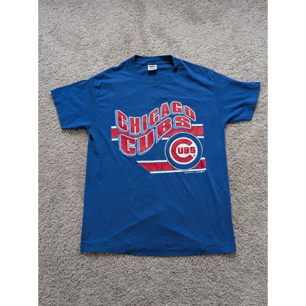 Vintage Trench Shirt 1990 Chicago Cubs Baseball Mens Medium Blue Rare 90s USA